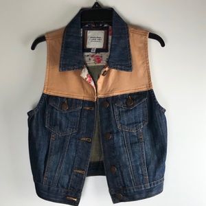 I Love H81 Denim and Faux Leather Vest Size Small